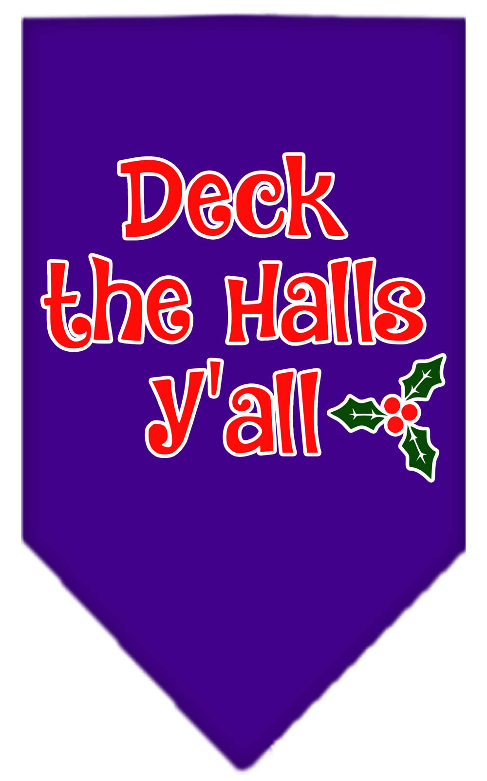 Deck the Halls Y'all Screen Print Bandana Purple Large